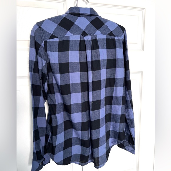 NWT H & M  L.O.G.G. Blue & Black Checked Cotton Long Sleeve Plaid Shirt-Size 2 - Picture 5 of 9
